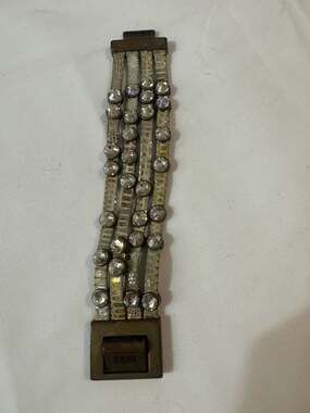HEET Rockstar Leather Bracelet 4 Strand Metallic Copper Goldtone Swaro – ,